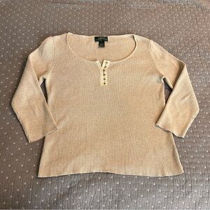 Ralph Lauren Woman’s Cotton Ribbed 3/4 Sleeve Top Sz S